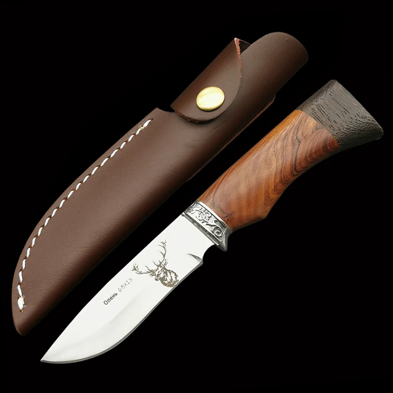 ToughKeng 440C Нержавеющая сталь фиксированным лезвием охотничьи ножи венге деревянной ручкой Открытый выживания Универсальный нож Дикий олень