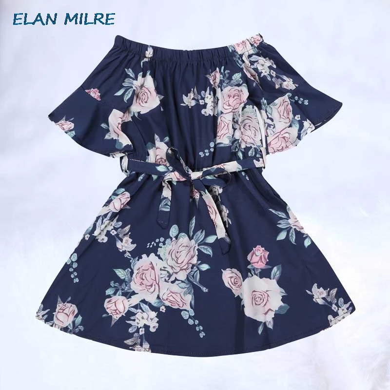 Family Matching Outfits mama and daughter dress Off Shoulder Floral Dress Chiffon Girl Women Dresses | Мать и ребенок