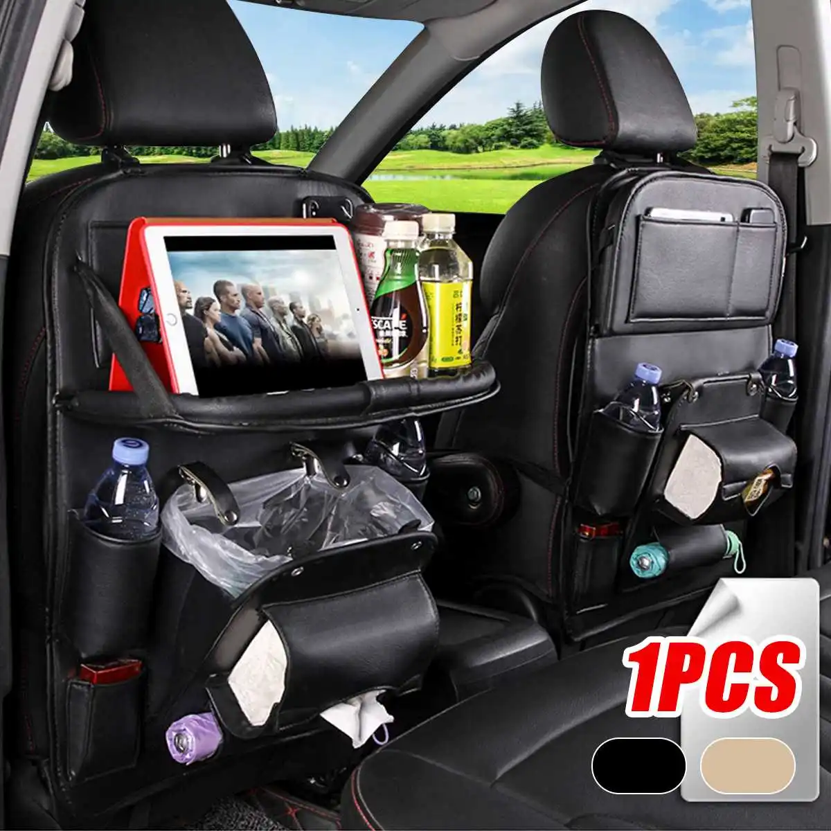 New Arrival Unique Trash Can Design Car Seat Back Organizer Multi-Pocket Storage Bag Box Case Tablet Holder Storage Organizer