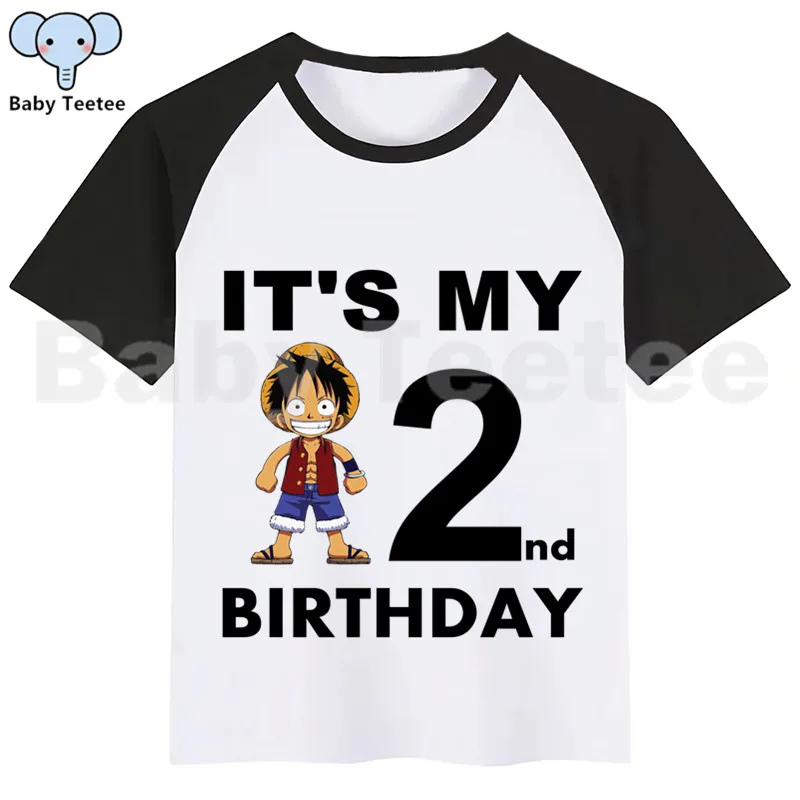 Цельнокроеная LUFFY футболка для мальчиков и девочек на день рождения детская одежда с принтом на день рождения топы для мальчиков, одежда для детей футболки на день рождения