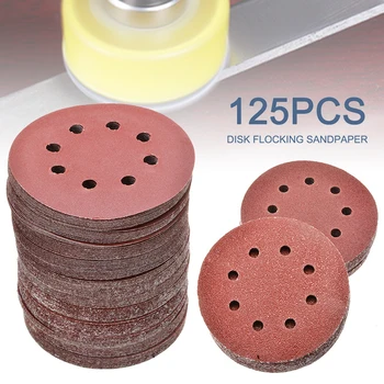 

125Pcs Sanding Discs 40/60/80/120/240 Grit Orbital Sander Pads Disk Flocking Sandpaper Metal Polishing Abrasive Tools