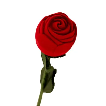 

Box High-grade jewelry box High-grade Stylish Flocking Innovation Red Rose Ring Box Personality With Leaf Ring Jewelry