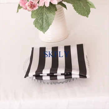 

NP004 cheap custom made many colors wedding 40cm*40cm red burgundy navy white and black stripe champagne pink satin table napkin