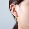 Gold Color Hollow Butterfly Small Earrings Elegant Fan Shaped Women Stainless Steel Stud Earrings Fashion Jewelry Pendientes BFF ► Photo 2/6