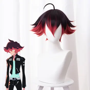 

PROMARE Canro Gueira Dark Brown Gradient Dark Red Large Warp Cos Wig Anime Cosplay Game Short Fluffy Curls Hair Wig