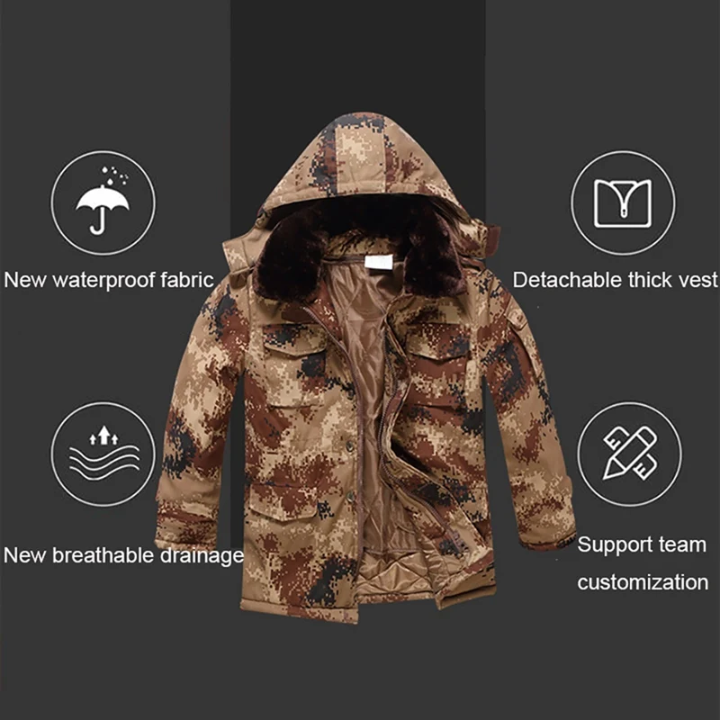 

New Arrival Keep Warm Hooded Jacket Thick Cold-proof Rainproof Water Resistant Softshell Cotton Coat City Outwear Sportswear