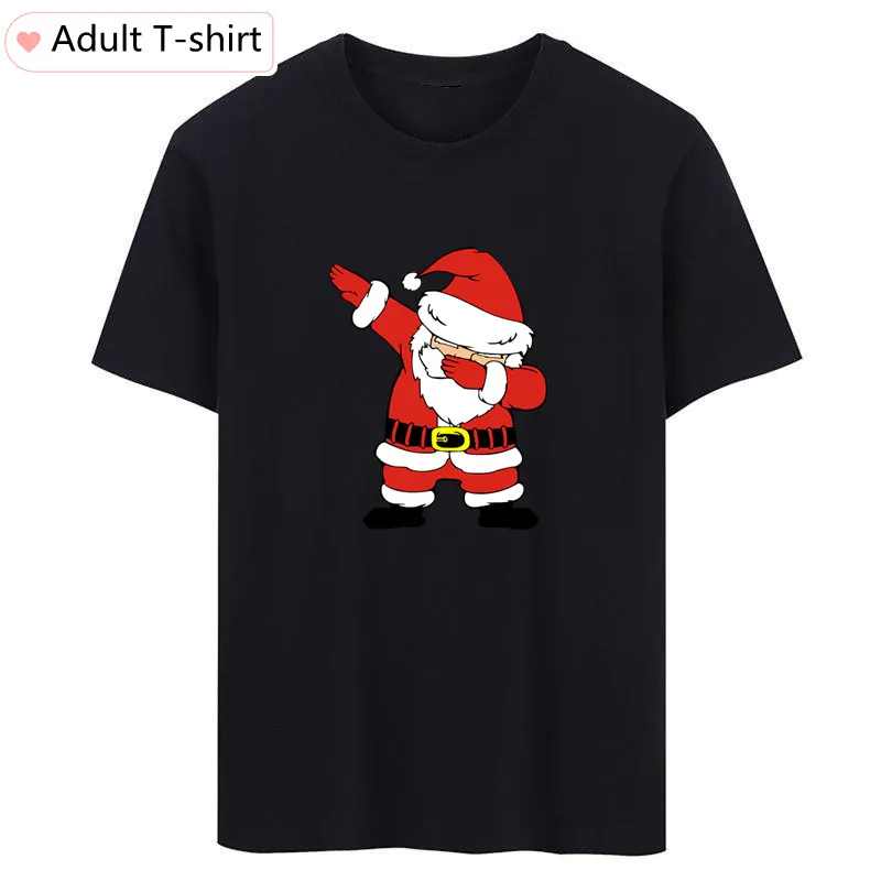 thumbnail image 1 of Camiseta negra de manga corta de algodón con estampado de Papá Noel para la familia, ropa a juego para la Navidad para padre, madre e hijos, 1 of 5
