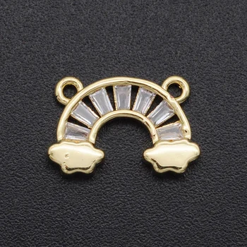 

5pcs/lot 14x9mm CZ Zircon DIY Jewelry Rainbow Charm Connectors Wholesale Jewellery Connector Custom Orders Welcome