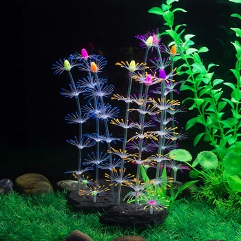 

Uniclife 4 Color Strip Coral Plant Ornament Glowing Effect Silicone Artificial Decoration for Fish Tank Aquarium Accessories