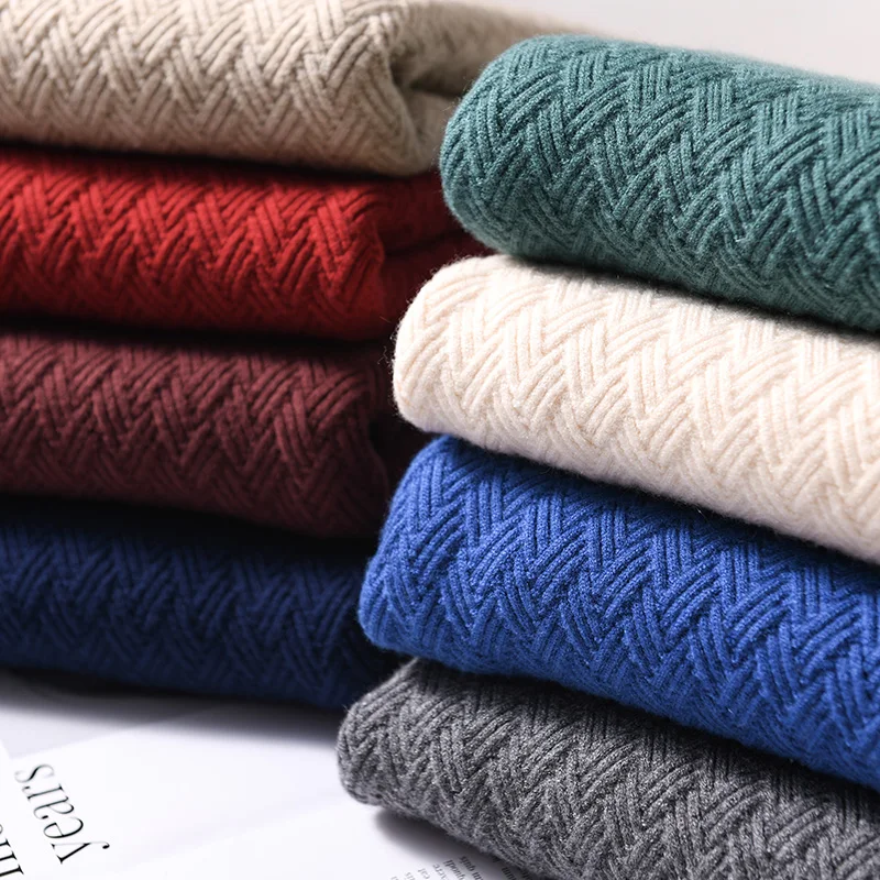Sparsil Men Winter Knitted Cashmere Sweater O-Neck Full Sleeve Warm Wool Pullovers Argyle Body Pattern Outwear Jumpers