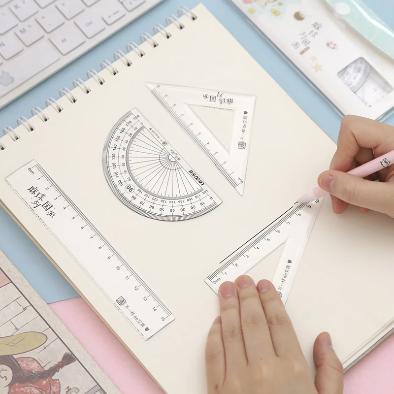 

2020 new 4pcs/set ruler Drawing Measurement Geometry Triangle ruler straightedge Protractor A variety of rulers