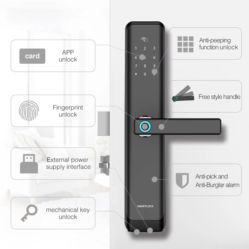 US $177.79 Biometric Electronic Fingerprint Door Lock Kyeless Smart Digital Safe Fingerprint Code Key Touch Screen Digital Password Lock