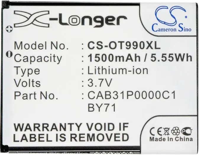 Кэмерон китайско 1500 мАч батарея для ALCATEL One Touch Touc поп C1 C2 903 OT-4007A OT-4007D OT-4007E OT-4007O