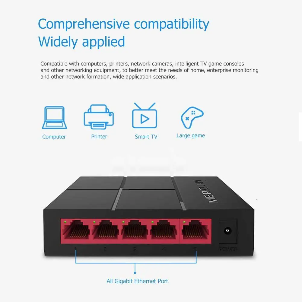 Гигабитный коммутатор с 5 портами 10/100/1000 Мбит/с RJ45 LAN Ethernet быстрый настольный сетевой коммутационный концентратор шунт с адаптером питания для ЕС/США