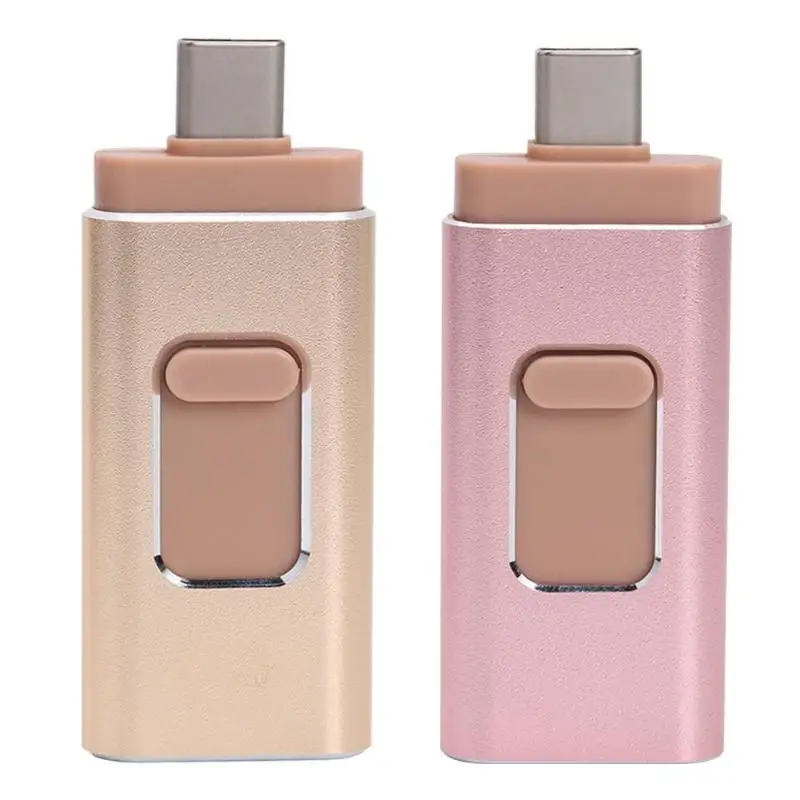 4 в 1 OTG USB флэш-накопитель 128 Гб Тип C Micro Usb палка Push type ручка-накопитель для iOS Android Lightning/type-C/USB/Miro USB