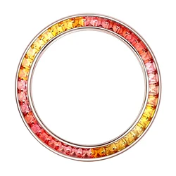 Custom Precision-cut Equal Size Stainless Steel Perfect Color Gradiation Rainbow Created Sapphire 40mm Watch Bezel