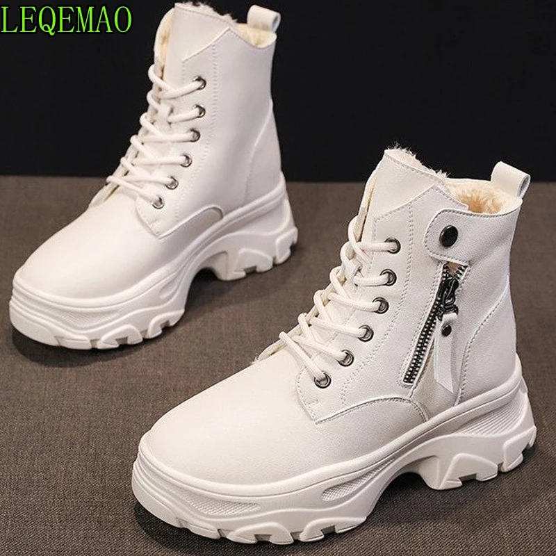 

Shoes Winter Warm Platform Woman Snow Boots Plush Female Casual Sneakers Faux Suede Leather Female Snowboots Warm Shoes Fur