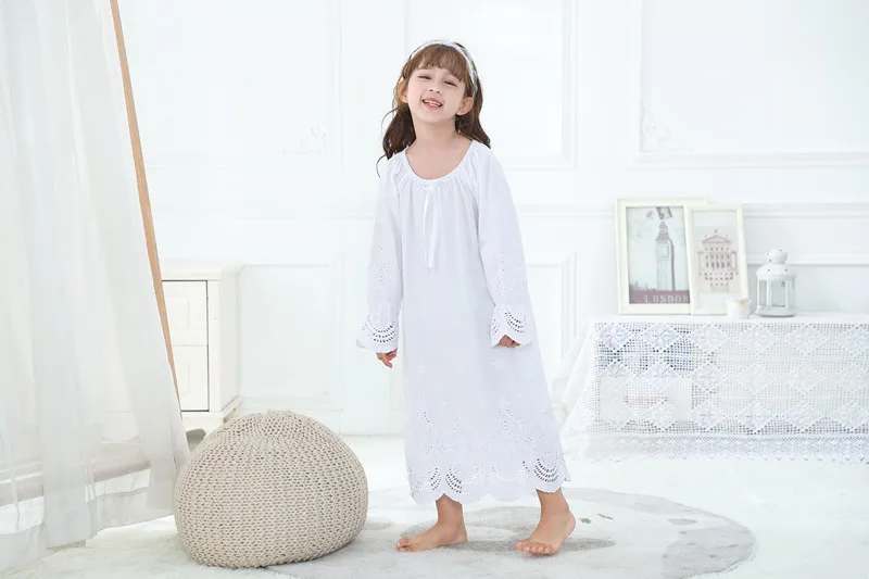 baby girl nightgowns Princess Nightgown Long Sleeve Sleep Shirts Vintage Kid Ruffles Nightgowns Lace Courtly Toddler Nightdress Lounge Sleepwear cheap cotton nightgown