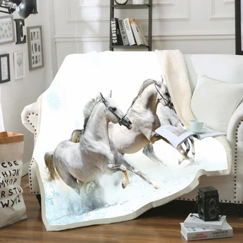 

Fire Horse Skin-Friendly Sherpa Fleece Thick Blanket for Beds Plush Flannel 3D Print Soft Travel Bedroom Sofa Warm Textile