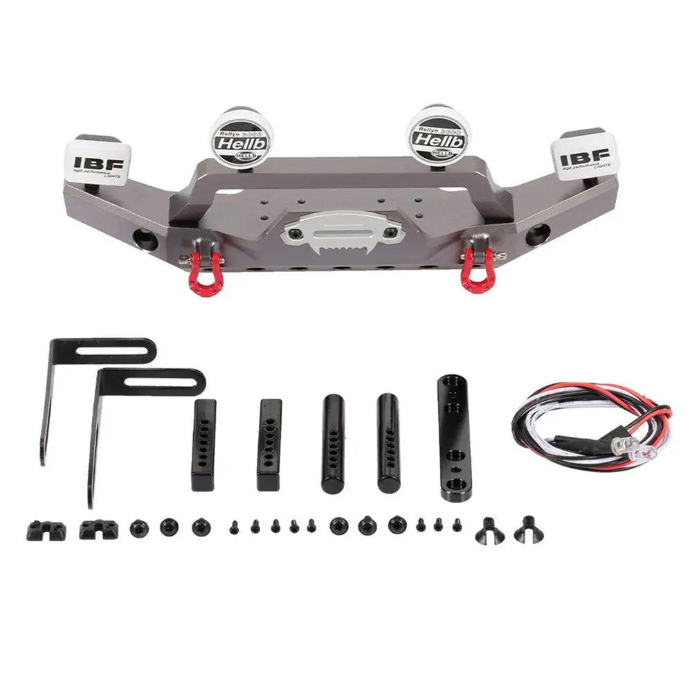 

New TRX-4 Metal Front Bumper with 2 Led Lights for 1/10 RC Crawler Traxxas TRX4 Sport 82024 RC Parts RC Model Accessories