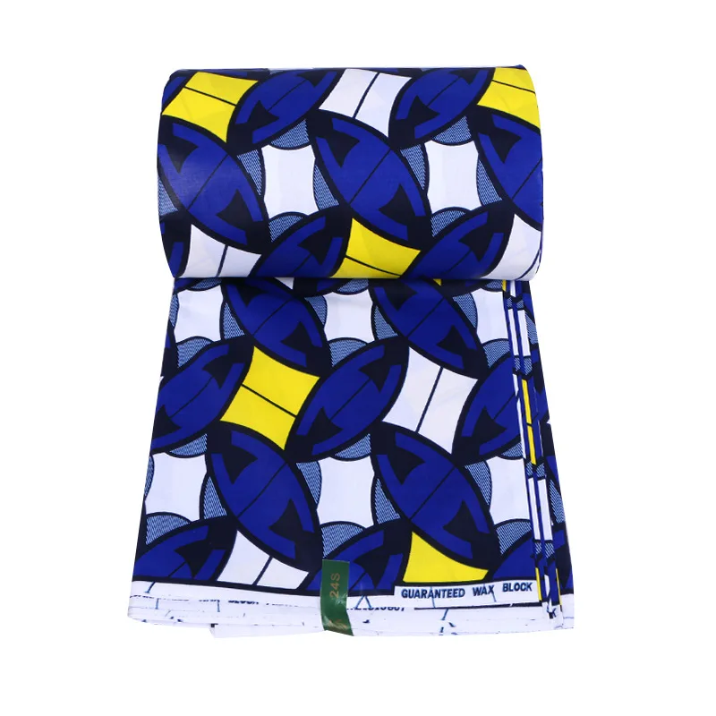 Cotton Blue Yellow& White African Print Fabric Nigeria Ankara Real Dutch Wax African Fabric