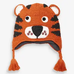 2023 new tiger cartoon hand made knitted crochet hat for baby girl boy child children