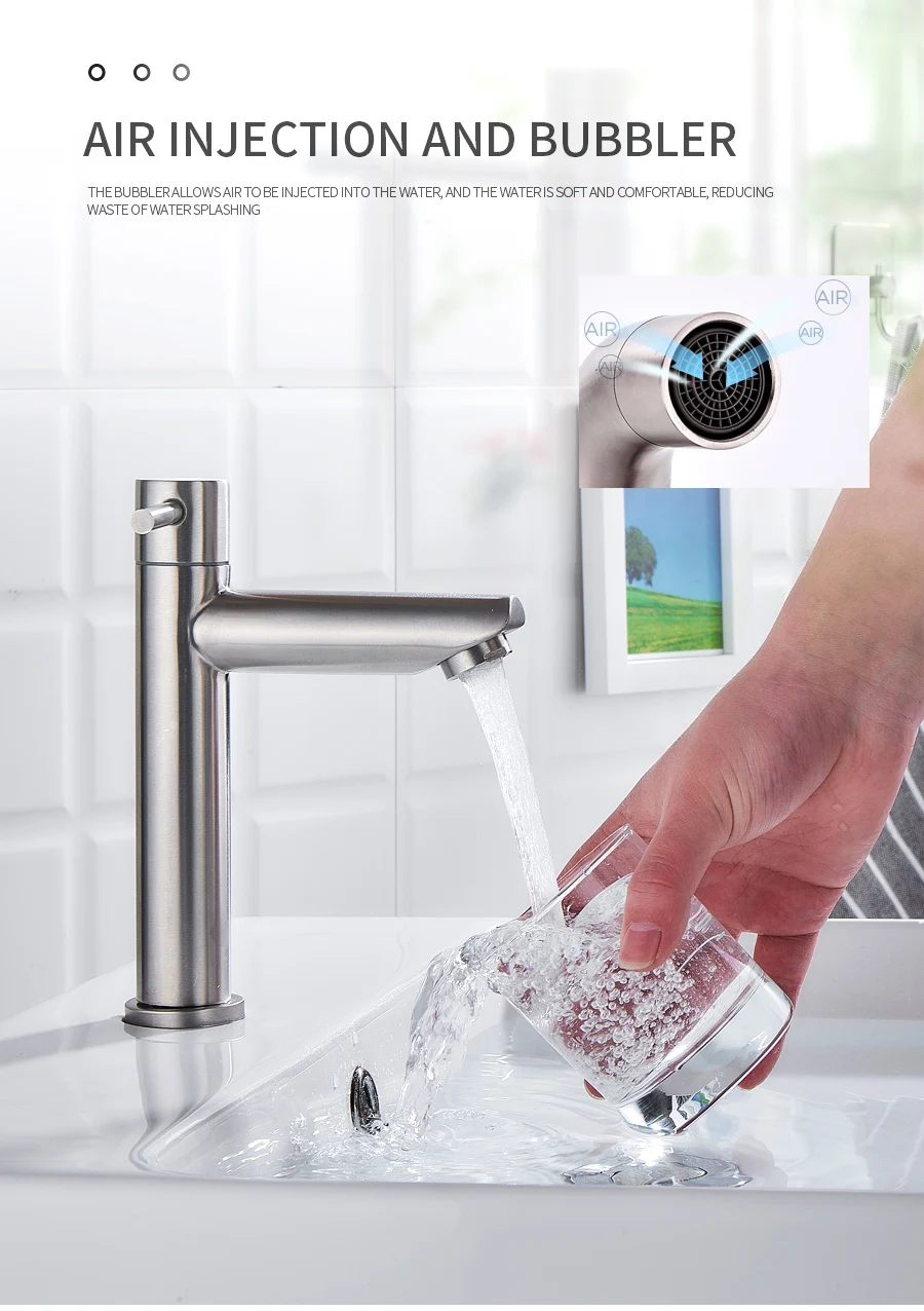 Touch Basin Faucet Senducs SUS304 Stainless Steel Bathroom Basin Mixer Tap Single Cold Basin Sink Faucet Touch Bathroom Faucets