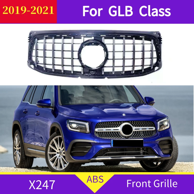 GT Grille For mercedes GLB Class X247 2019-2021 GLB250 GLB220 for AMG Line ABS front bumper grill without emblem hood bug deflector