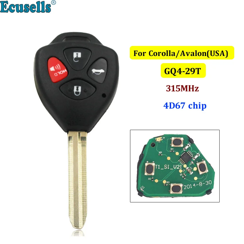 4 кнопки дистанционный ключ 315 МГц 4D67 чип внутри для TOYOTA AVALON/COROLLA 2007 2008 2009 |