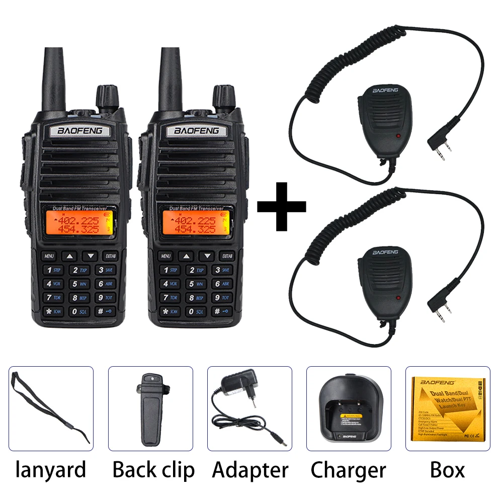 add 2 mic 2 шт. 8 Вт Baofeng UV 82 рация UV-82 10 км Двухдиапазонная двухсторонняя радиостанция для охоты Ham FM CB радио УКВ кв приемопередатчик - Цвет: add 2 mic