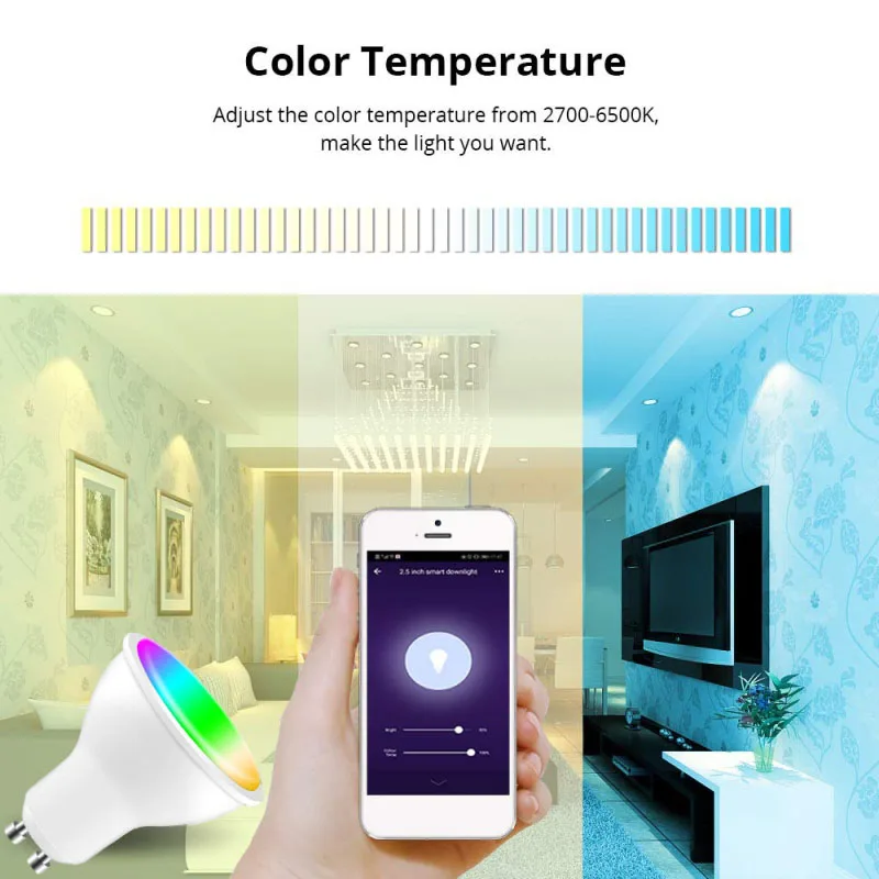 Умный домашний светильник 6 Вт Волшебная RGB + CW светодиодная лампа меняющая цвет