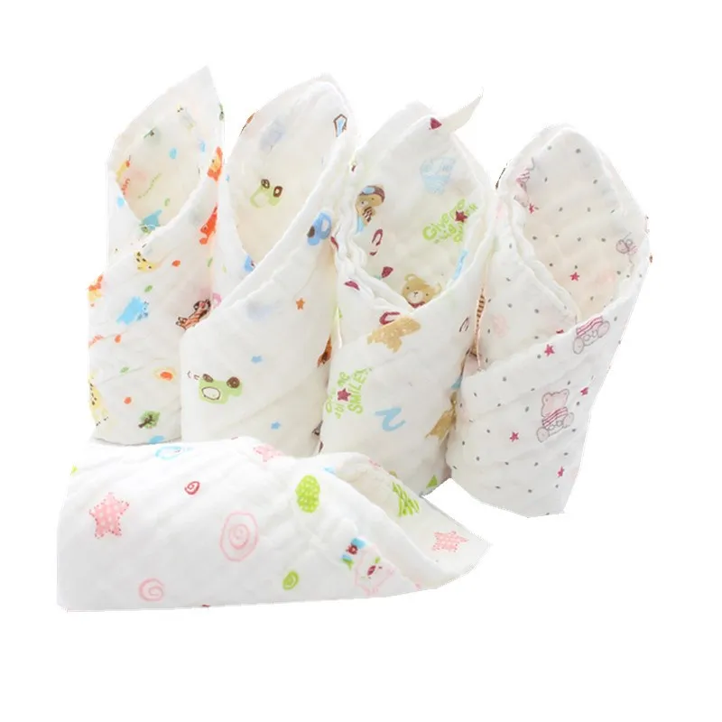 Newborn Baby Infant Cartoon Face Hand Bathing Towel Bibs Feeding Square Towels Handkerchief 100% Cotton Gauze Towel30*30CM