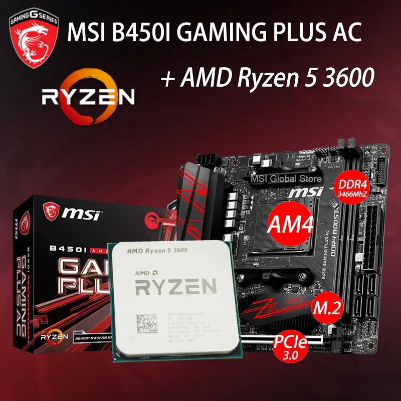 Материнская плата MSI B450I GAMING PLUS процессор AMD Ryzen 5 3600 Гнездо процессора AM4 R5 HDMI для