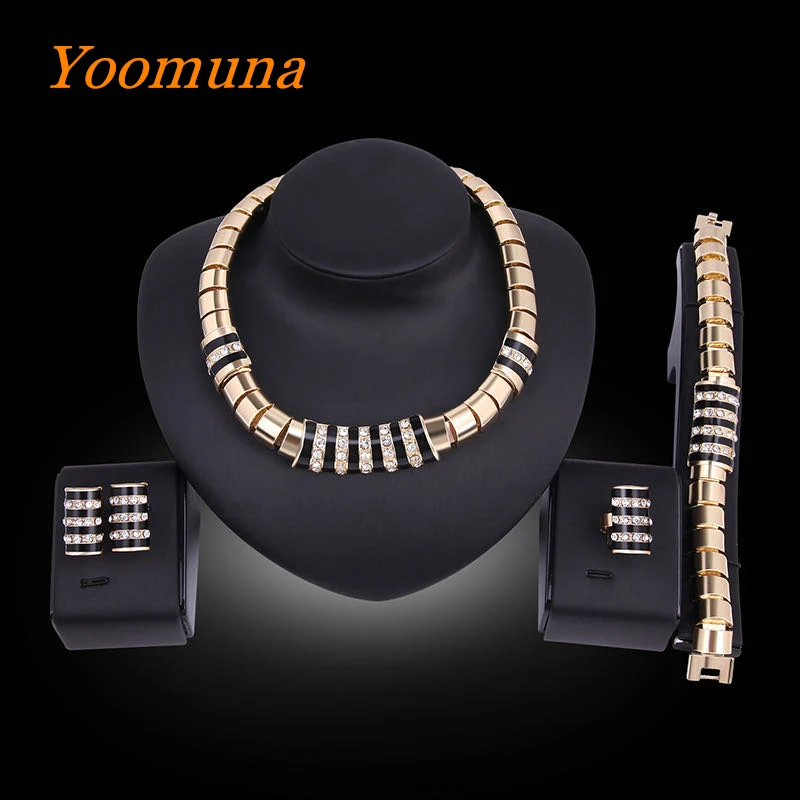 Yoomuna Новый Дубай золотые ювелирные наборы для женщин свадебный комплект