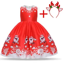 Санта-Клаус Костюм Новогоднее Платье Для Девочек Детские Платья Девочки Платье Принцессы Детское Вечернее Платье С Оленьей Повязкой