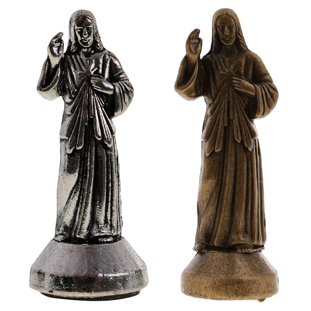Metal Model Jesus Holy Christ Statue with Magnetic Base, Catholic Decor for Home Office Bar Club Party, 2/3 inch