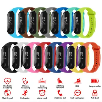 

8/10/12/13/14/15pcs Soft Silicone Sport Watchband Replacement Bracelet Smart Wristband Bands Strap for Xiaomi Mi Smart Band 4 3