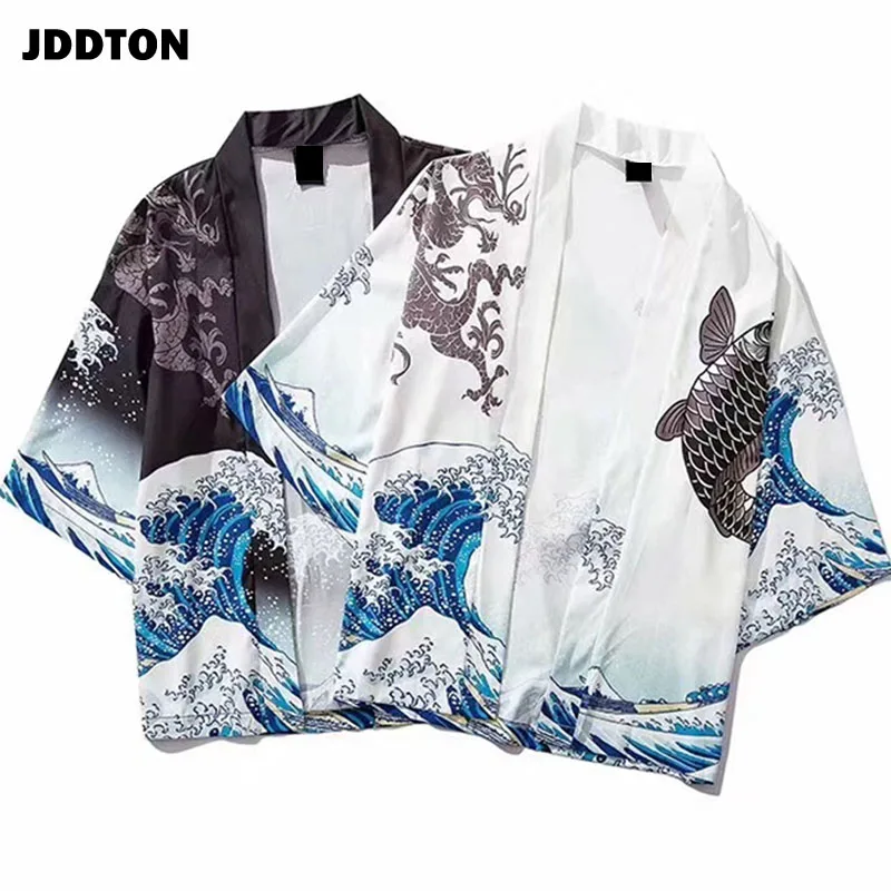 JDDTON кимоно, модный кардиган унисекс, куртки, Традиционная японская юката, тонкая верхняя одежда, Haori пальто, свободное повседневное пальто, JE019