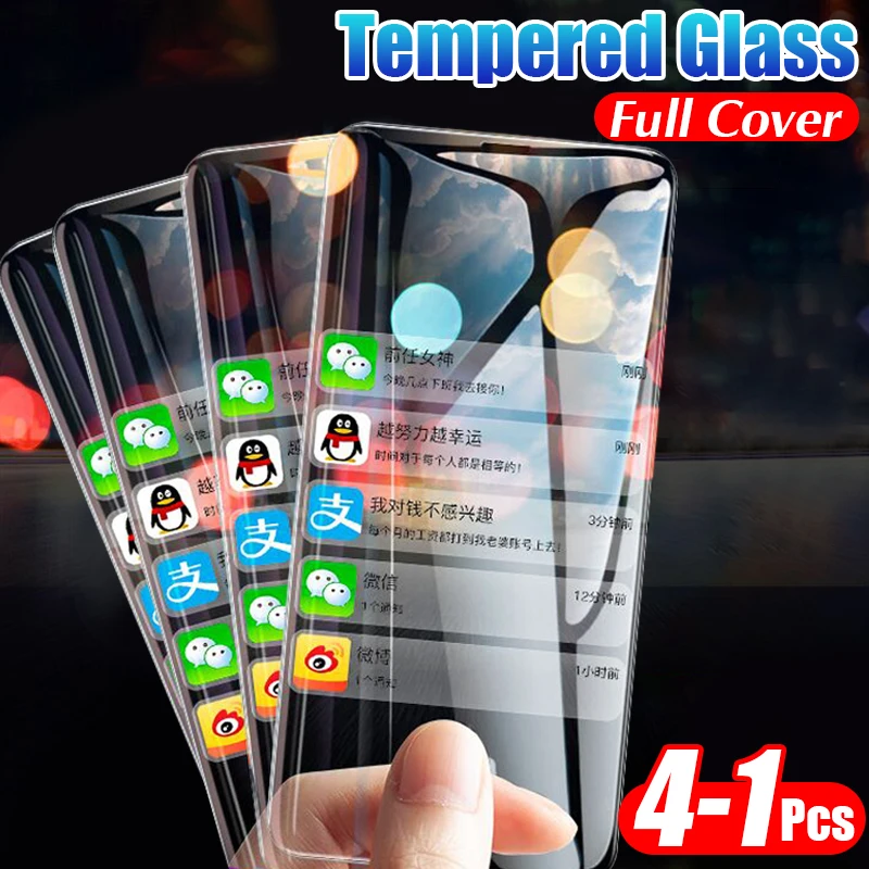 

4-1Pcs Protective Glass Screen Protector Film For IPhone 11 Pro Max XS XR X Tempered Glass For IPhone 8 7 6 6s Full Cover Glass