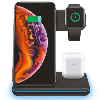 

Multi-Function Wireless Charger Vertical Watch Mobile Phone Holder Base Qi Fast Charger for Iphone