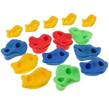 

New Locked Carabiner Rock Climbing - 15 Pieces Plastic Children's Rock Climbing Wooden Wall Stone Hand and Foot Can Accommodate