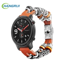 Hangrui For Amazfit GTR 42MM strap leather wristband For Amazfit bip 20mm wrist strap For Garmin vivoactive 3 smart watch sport