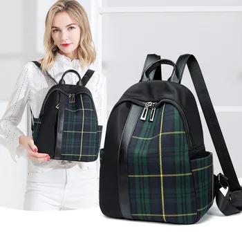 

Women's Oxford Bu Korean version of plaid backpacks with new high-capacity anti-theft leisure fashion travel backpack