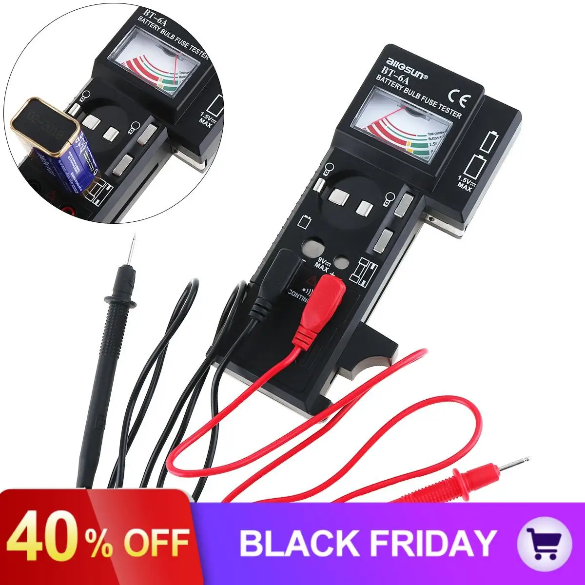 BT6A 3 IN1 Portable Digital High Precision Multi-purpose Battery Bulb Fuse Tester One Pair Test Pen for Battery/Light Bulb/Fuse