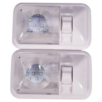 

2 Pack 12V Led Rv Ceiling Dome Light Rv Interior Lighting For Trailer Camper With Switch, Single Dome 280Lm