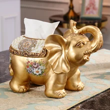 European Resin Luxury Decoration Elephant Tissue Box Home Living Room Office Coffee Table Decoration Gift