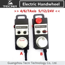 TECNR 4 6 7 осевой MPG Универсальный подвесной маховик ручной импульсный генератор 5 в 12 В 24 В с аварийной остановкой для фрезерного станка с ЧПУ