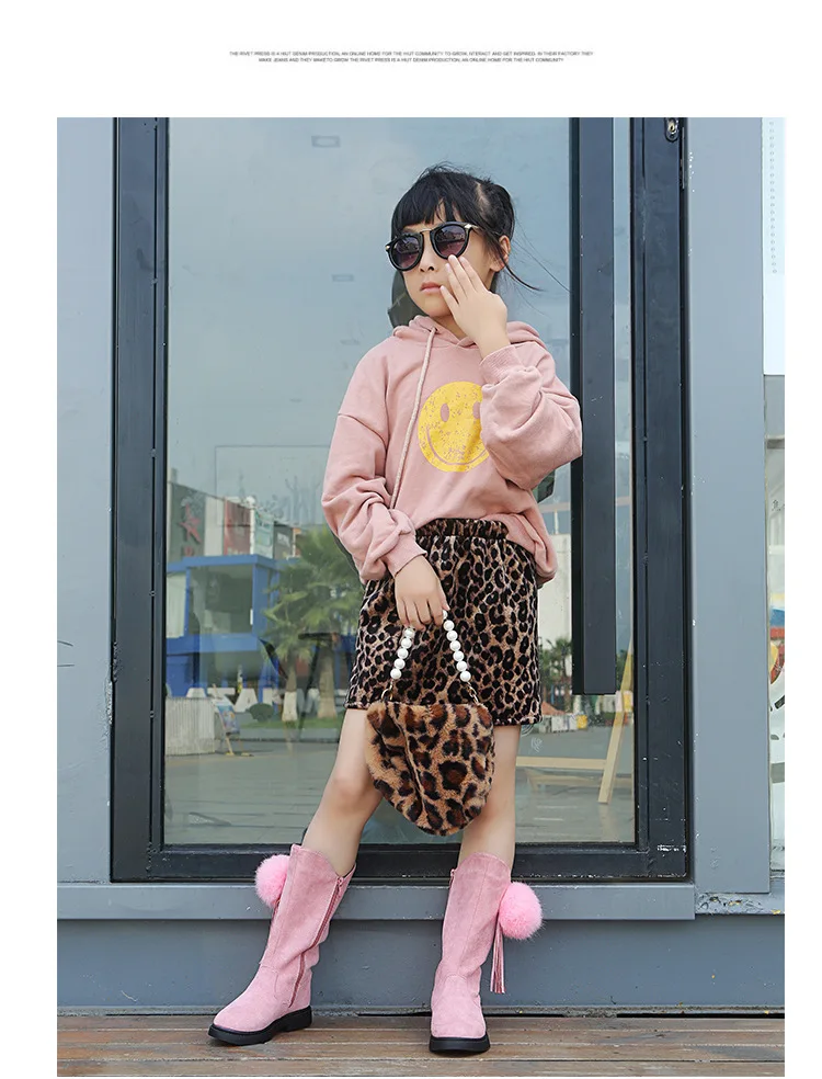 Botas de Princesa Botas de Pelúcia Quente com Algodão à Prova Crianças Botas Altas Inverno Novas Meninas Moda Bola D27 Água Chique 27-37 2022 8 2021 novas meninas moda botas de pelúcia