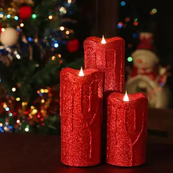 

Christmas LED Candle Light Electronic Red Candle Party Christmas Home Festival Atmosphere Decor with Remote Control