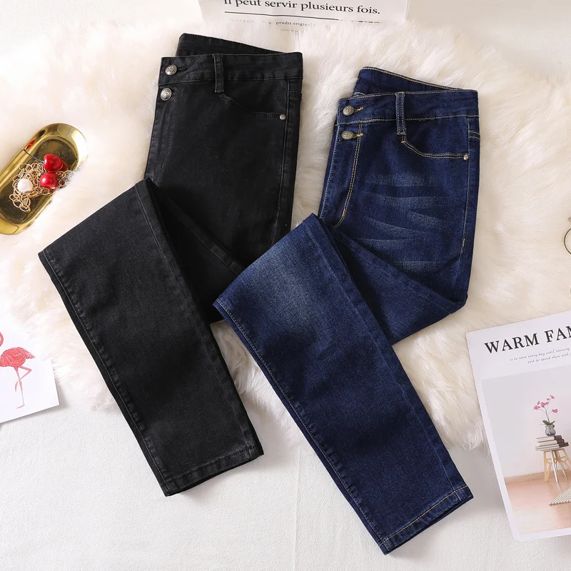 

Jeans For Women High Waist Slim Plus Size Elastic Female Full Length Skinny Mom Denim Pencil Pants